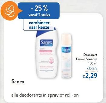 Promoties Sanex deodorant dermo sensitive - Sanex - Geldig van 09/10/2019 tot 22/10/2019 bij OKay
