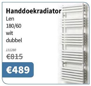 Promoties Handdoekradiator len 180-60 wit dubbel - Huismerk - Cevo - Geldig van 10/10/2019 tot 23/10/2019 bij Cevo Market