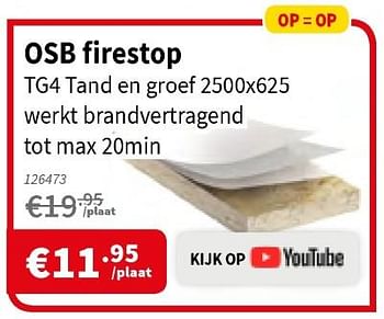 Promoties Osb firestop tg4 tand en groef - Huismerk - Cevo - Geldig van 10/10/2019 tot 23/10/2019 bij Cevo Market