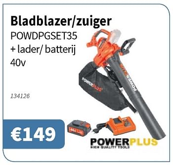 Promoties Powerplus bladblazer-zuiger powdpgset35 + iader- batterij - Powerplus - Geldig van 10/10/2019 tot 23/10/2019 bij Cevo Market