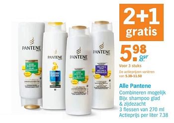 Promotions Alle pantene shampoo glad + zijdezacht - Pantene - Valide de 14/10/2019 à 20/10/2019 chez Albert Heijn