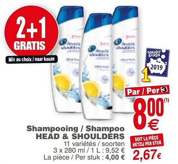 Promoties Shampooing - shampoo head + shoulders - Head & Shoulders - Geldig van 15/10/2019 tot 21/10/2019 bij Cora