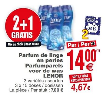Promoties Parfum de linge en perles parfumparels voor de was lenor - Lenor - Geldig van 15/10/2019 tot 21/10/2019 bij Cora