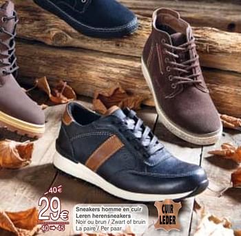 Promoties Sneakers homme en cuir leren herensneakers - Huismerk - Cora - Geldig van 15/10/2019 tot 28/10/2019 bij Cora