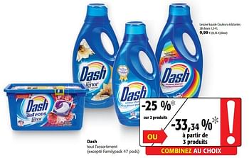 Promotions Lessive liquide couleurs éclatantes - Dash - Valide de 09/10/2019 à 22/10/2019 chez Colruyt