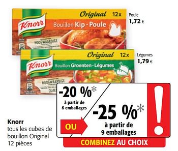 Promotions Knorr tous les cubes de bouillon original - Knorr - Valide de 09/10/2019 à 22/10/2019 chez Colruyt