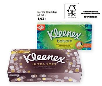 Promotions Kleenex balsam box - Kleenex - Valide de 09/10/2019 à 22/10/2019 chez Colruyt