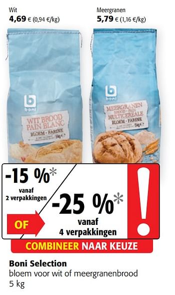 Promoties Boni selection bloem voor wit of meergranenbrood - Boni - Geldig van 09/10/2019 tot 22/10/2019 bij Colruyt