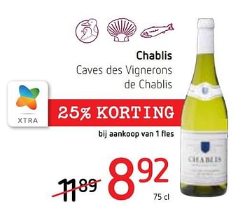 Promoties Chablis caves des vignerons de chablis - Witte wijnen - Geldig van 10/10/2019 tot 23/10/2019 bij Spar (Colruytgroup)