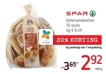 Promoties Botersandwiches - Spar - Geldig van 10/10/2019 tot 23/10/2019 bij Spar (Colruytgroup)