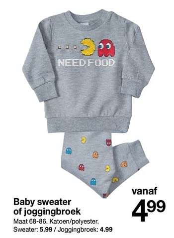 Promotions Baby sweater of joggingbroek - Produit maison - Zeeman  - Valide de 12/10/2019 à 18/10/2019 chez Zeeman