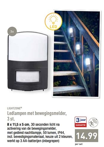 Promoties Ledlampen met bewegingsmelder - Lightzone - Geldig van 14/10/2019 tot 19/10/2019 bij Aldi
