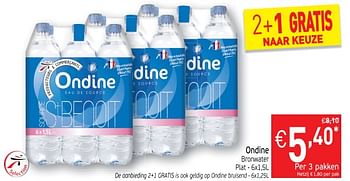 Promoties Ondine bronwater plat - Ondine - Geldig van 15/10/2019 tot 20/10/2019 bij Intermarche