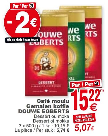 Promotions Café moulu gemalen koffie douwe egberts - Douwe Egberts - Valide de 15/10/2019 à 21/10/2019 chez Cora