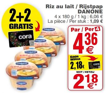 Promoties Riz au lait - rijstpap danone - Danone - Geldig van 15/10/2019 tot 21/10/2019 bij Cora