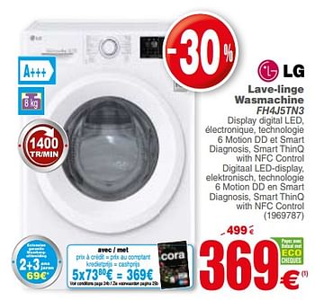 Promotions Lg lave-linge wasmachine fh4j5tn3 - LG - Valide de 15/10/2019 à 28/10/2019 chez Cora