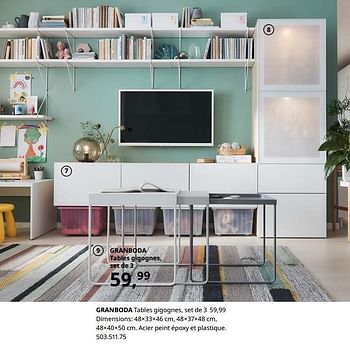 Promoties Granboda tables gigognes - Huismerk - Ikea - Geldig van 23/08/2019 tot 31/07/2020 bij Ikea