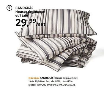 Promotions Randgräs housse de couette et 1 taie - Produit maison - Ikea - Valide de 23/08/2019 à 31/07/2020 chez Ikea