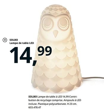 Promoties Solbo lampe de table à led - Huismerk - Ikea - Geldig van 23/08/2019 tot 31/07/2020 bij Ikea