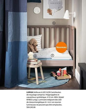 Promotions Luriga veilleuse à led - Produit maison - Ikea - Valide de 23/08/2019 à 31/07/2020 chez Ikea