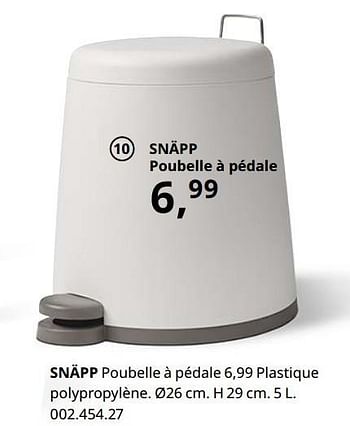 Promotions Snäpp poubelle à pédale - Produit maison - Ikea - Valide de 23/08/2019 à 31/07/2020 chez Ikea