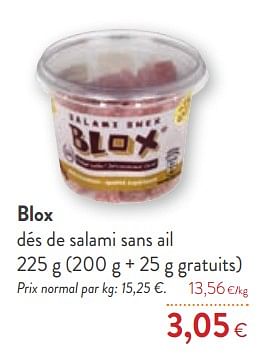 Promotions Blox dés de salami sans ail - Blox - Valide de 09/10/2019 à 22/10/2019 chez OKay