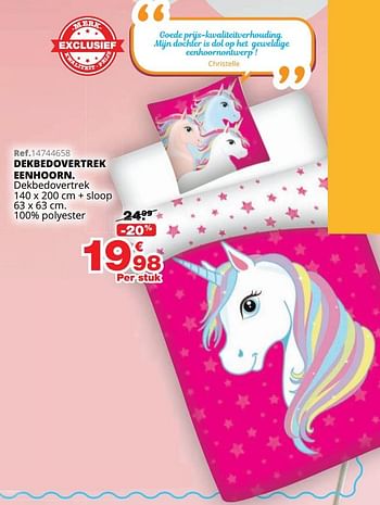 Promoties Dekbedovertrek eenhoorn - Huismerk - Maxi Toys - Geldig van 01/10/2019 tot 08/12/2019 bij Maxi Toys