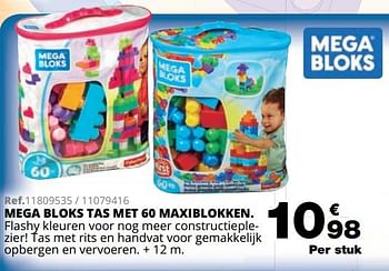 Promoties Mega bloks tas met 60 maxiblokken - Mega Bloks - Geldig van 01/10/2019 tot 08/12/2019 bij Maxi Toys