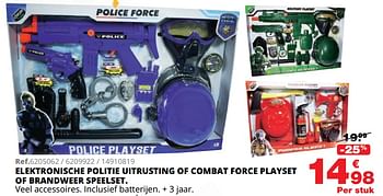 Promoties Elektronische politie uitrusting of combat force playset of brandweer speelset - Cosplay Creation - Geldig van 01/10/2019 tot 08/12/2019 bij Maxi Toys