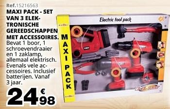 Promoties Maxi pack - set van 3 elektronische gereedschappen met accessoires - E.Z.Play - Geldig van 01/10/2019 tot 08/12/2019 bij Maxi Toys