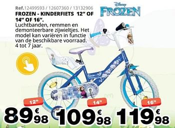 Promoties Frozen - kinderfiets 12`` of 14`` of 16 - Disney  Frozen - Geldig van 01/10/2019 tot 08/12/2019 bij Maxi Toys