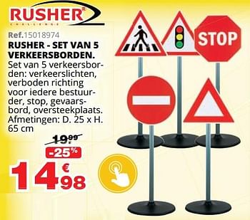 Promotions Rusher - set van 5 verkeersborden - Rusher - Valide de 01/10/2019 à 08/12/2019 chez Maxi Toys