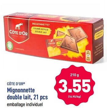 Promotions Mignonnette double lait - Cote D'Or - Valide de 14/10/2019 à 19/10/2019 chez Aldi