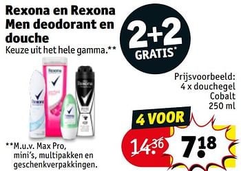 Promoties Rexona en rexona men deodorant en douche douchegel cobalt - Rexona - Geldig van 15/10/2019 tot 20/10/2019 bij Kruidvat