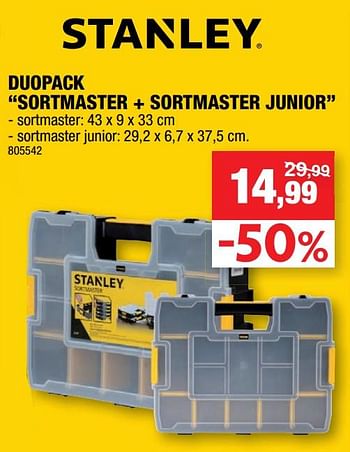 Promoties Duopack sortmaster + sortmaster junior - Stanley - Geldig van 16/10/2019 tot 27/10/2019 bij Hubo