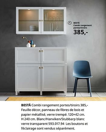 Promotions Bestå combi rangement portes-tiroirs - Produit maison - Ikea - Valide de 23/08/2019 à 31/07/2020 chez Ikea