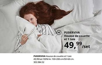 Promotions Puderviva housse de couette et 1 taie - Produit maison - Ikea - Valide de 23/08/2019 à 31/07/2020 chez Ikea