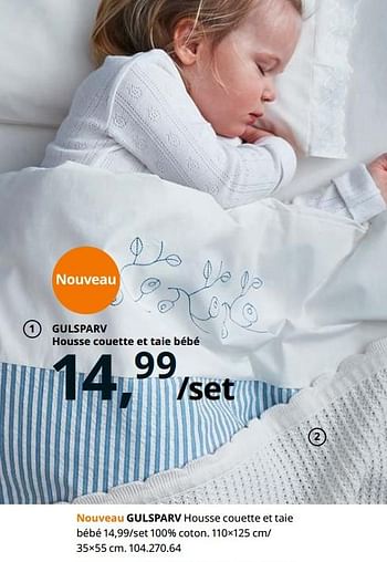 Promoties Gulsparv housse couette et taie bébé - Huismerk - Ikea - Geldig van 23/08/2019 tot 31/07/2020 bij Ikea