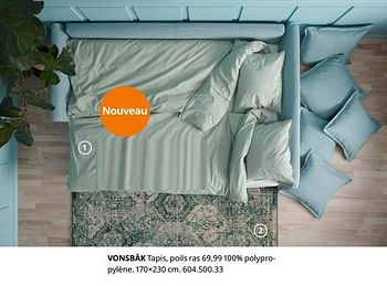 Promotions Vonsbäk tapis, poils ras - Produit maison - Ikea - Valide de 23/08/2019 à 31/07/2020 chez Ikea