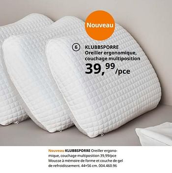 Promoties Klubbsporre oreiller ergonomique, couchage multiposition - Huismerk - Ikea - Geldig van 23/08/2019 tot 31/07/2020 bij Ikea