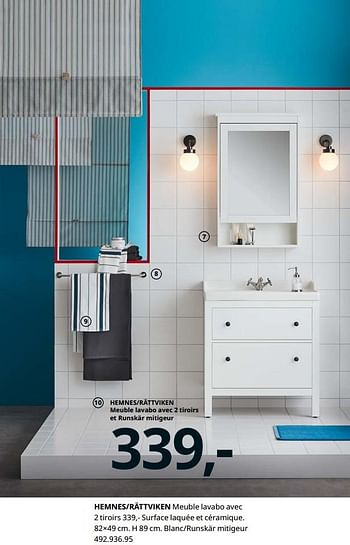 Promotions Hemnes-rättviken meuble lavabo avec 2 tiroirs - Produit maison - Ikea - Valide de 23/08/2019 à 31/07/2020 chez Ikea