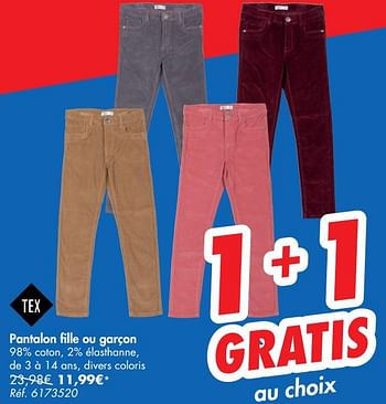 Promotions Pantalon fille ou garçon - Tex - Valide de 16/10/2019 à 21/10/2019 chez Carrefour