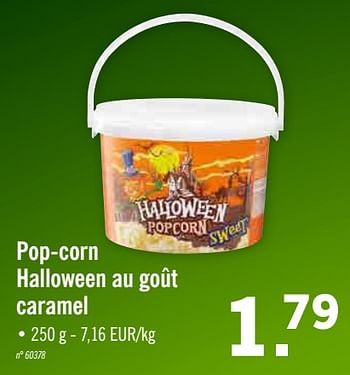 Promotions Pop-corn halloween au goût caramel - Produit maison - Lidl - Valide de 21/10/2019 à 26/10/2019 chez Lidl