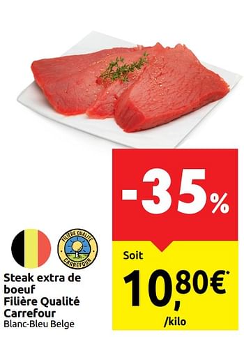 Promotions Steak extra de boeuf filière qualité carrefour - Produit maison - Carrefour  - Valide de 16/10/2019 à 22/10/2019 chez Carrefour