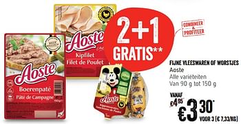 Promoties Fijne vleeswaren of worstjes aoste - Aoste - Geldig van 17/10/2019 tot 23/10/2019 bij Delhaize