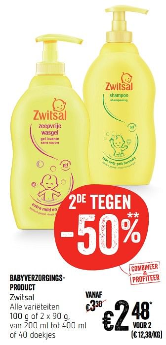 Promoties Babyverzorgingsproduct zwitsal - Zwitsal - Geldig van 17/10/2019 tot 23/10/2019 bij Delhaize