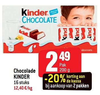 Promoties Chocolade kinder - Kinder - Geldig van 16/10/2019 tot 22/10/2019 bij Smatch