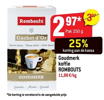 Promoties Goudmerk koffie rombouts - Rombouts - Geldig van 16/10/2019 tot 22/10/2019 bij Smatch