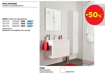 Promoties Figo zwevend dubbel meubel met spiegelpaneel - Linie - Geldig van 01/10/2019 tot 27/10/2019 bij X2O
