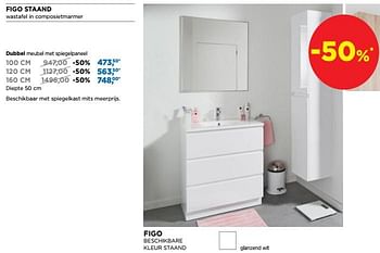 Promotions Figo staand dubbel meubel met spiegelpaneel - Linie - Valide de 01/10/2019 à 27/10/2019 chez X2O